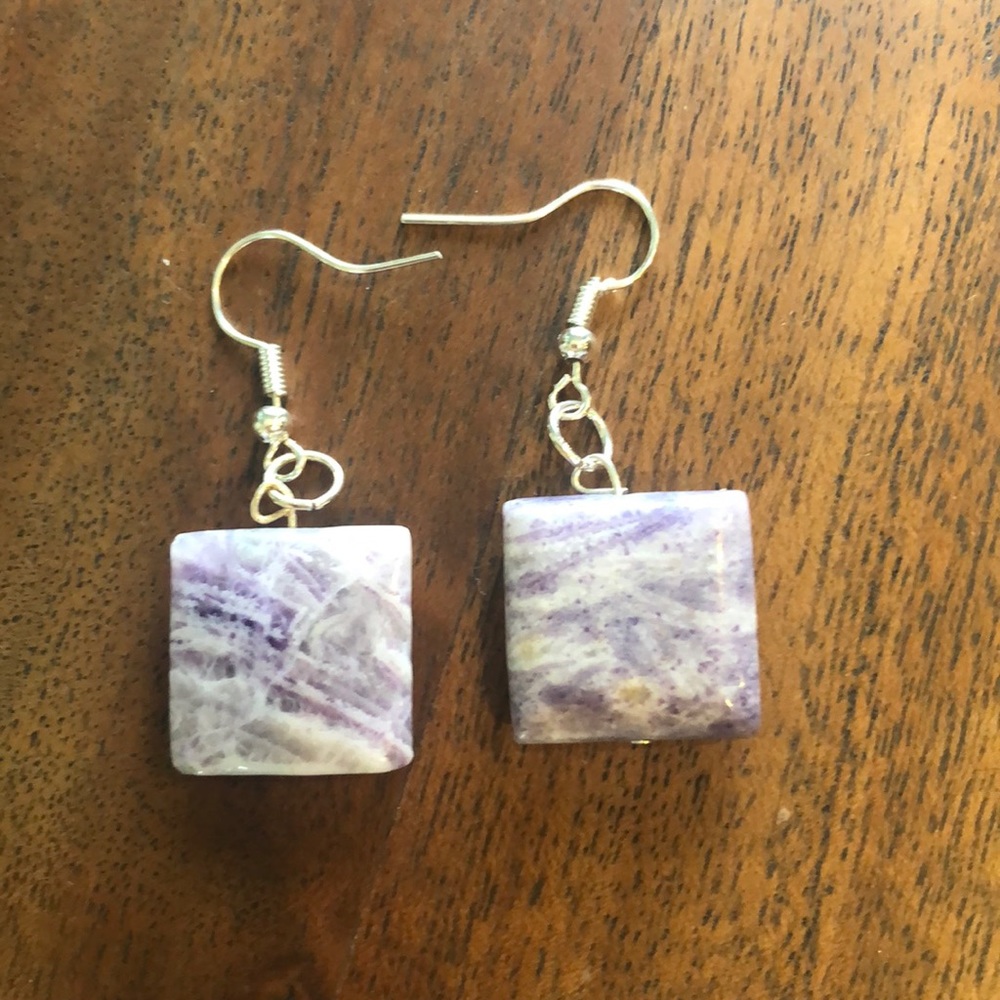 Genuine Purple Lace Agate Earrings